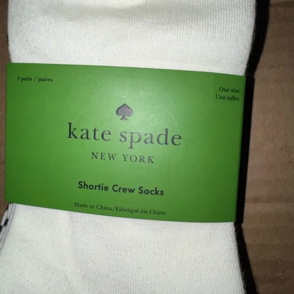 kate spade White Crew Socks with Red & Black Heart Accent - Picture 2 of 5